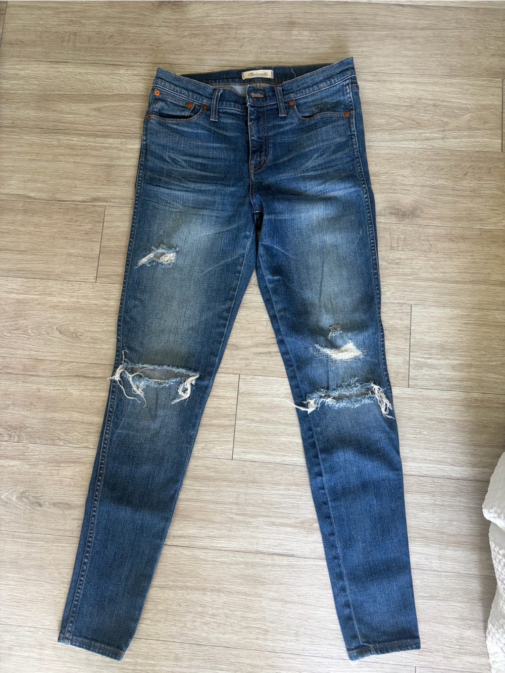 Madewell Women's Skinny Distressed Blue Jeans